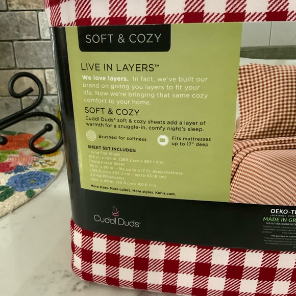 Cuddl Duds Bedding Cuddl Duds Heavyweight Flannel King Size 4 Pc Sheet Setred White